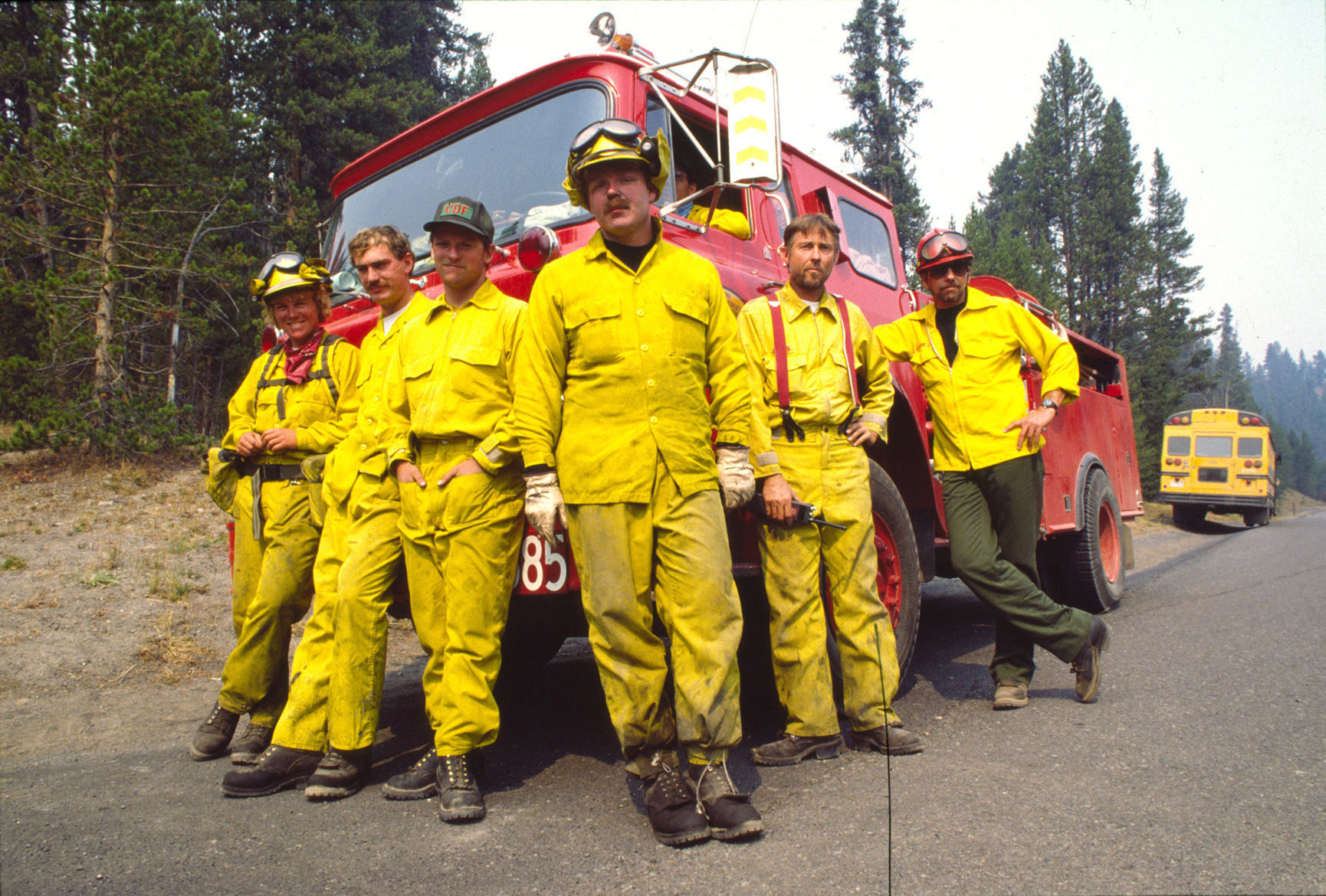 A fire fighting crew from the California Division of Forestry